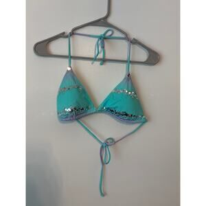 Victoria’s Secret Bikini Triangle Top Ombré Sequins Sz Large